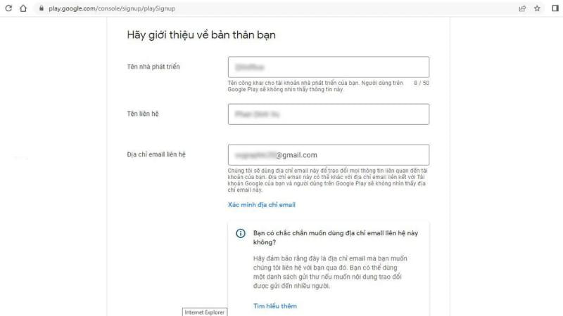 Tài khoản Developer Google