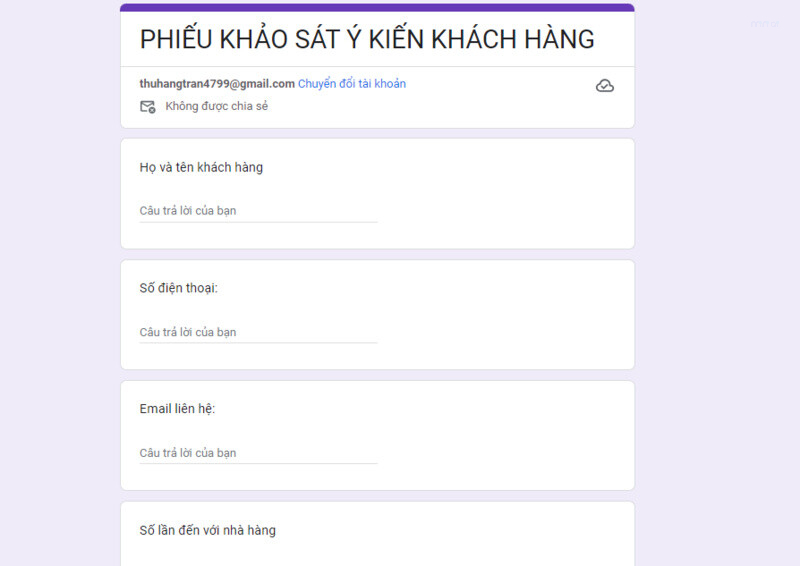 mẫu survey khách hàng