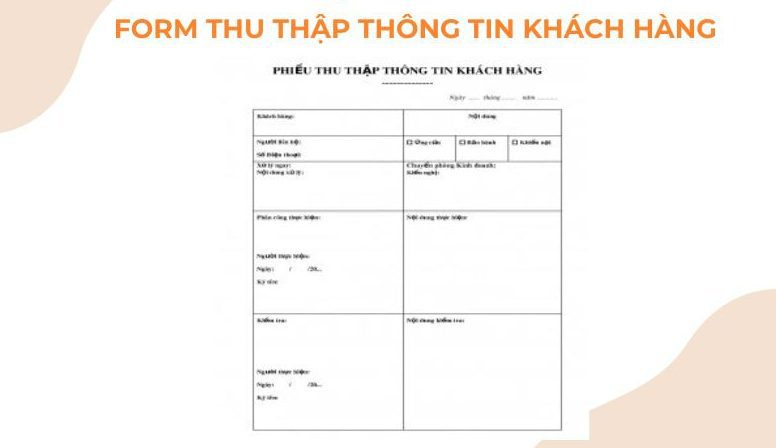 phiếu thông tin khách hàng