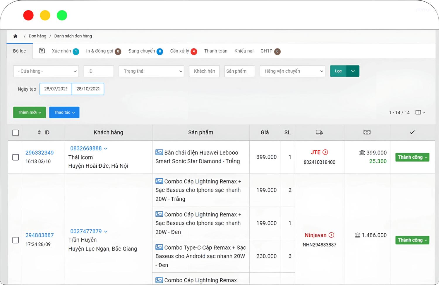 app quản lý đơn hàng miễn phí