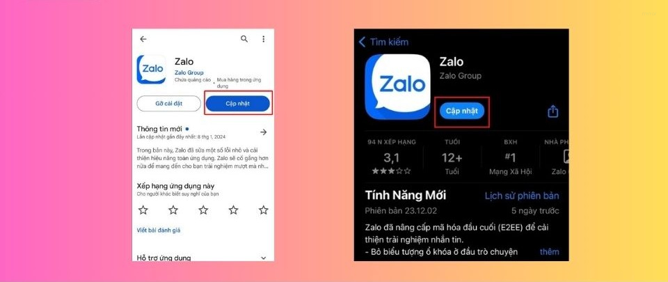 cách nâng cấp zalo 