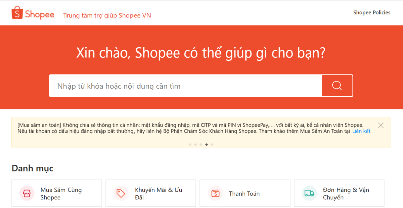 gửi báo cáo shop trên shopee qua website