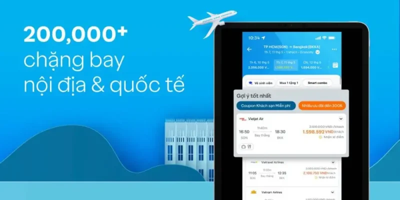 ứng dụng đặt vé máy bay traveloka