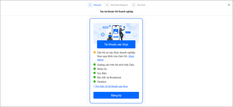 đăng ký zalo official account cho doanh nghiệp